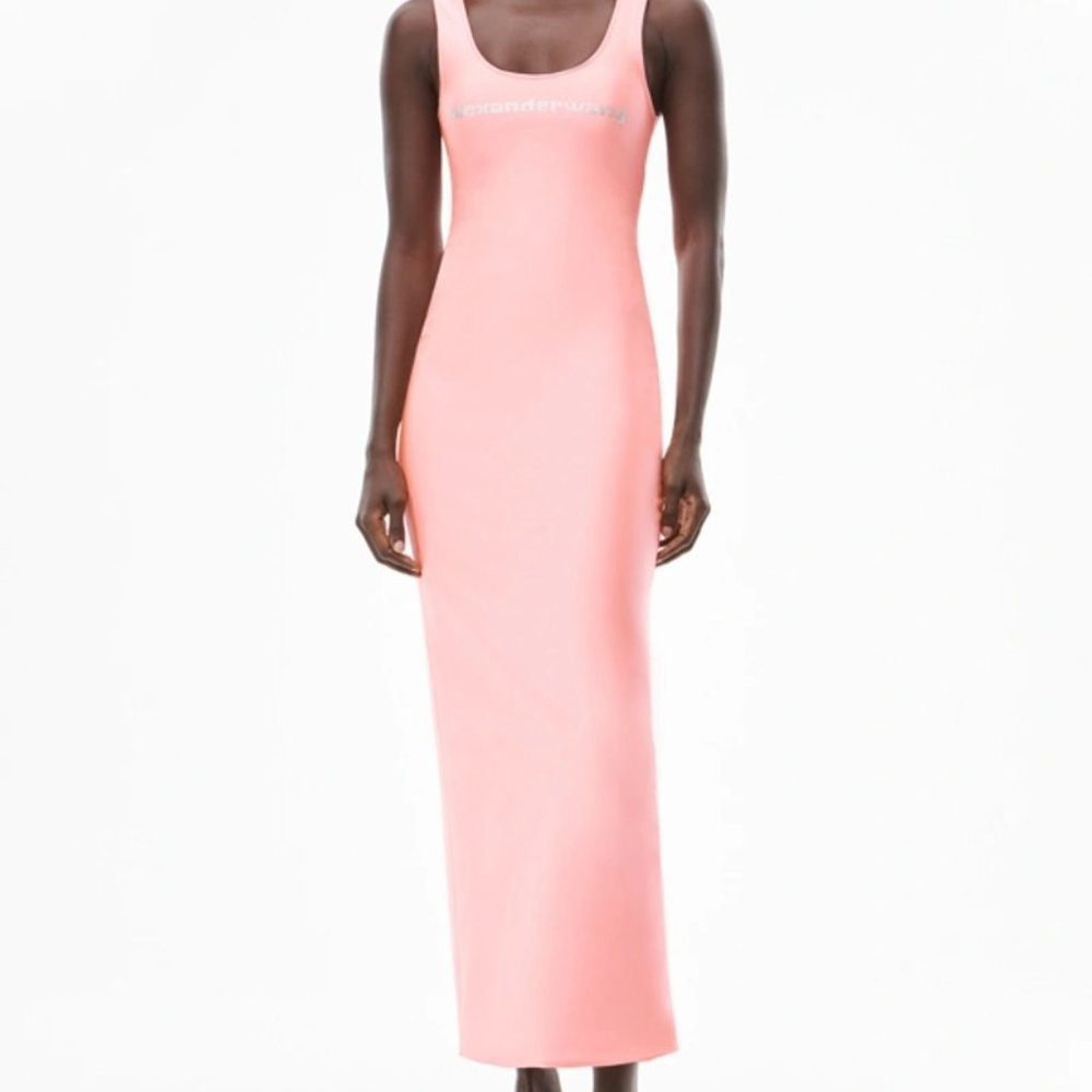 ALEXANDER WANG Diamante Bikini W/Moulded Bust & Scoop Back Bright Pink Dress (S)